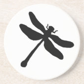 Zwarte en witte dragonfly zandsteen onderzetter (Voorkant)