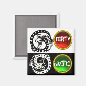 ZWARTE EN WITTE DRAGONS DIRTY CLEAN MAGNEET (Voorkant / Achterkant)
