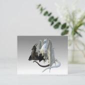 Zwarte en witte dragons Fantasy Briefkaart (Staand voorkant)