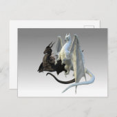 Zwarte en witte dragons Fantasy Briefkaart (Voorkant / Achterkant)