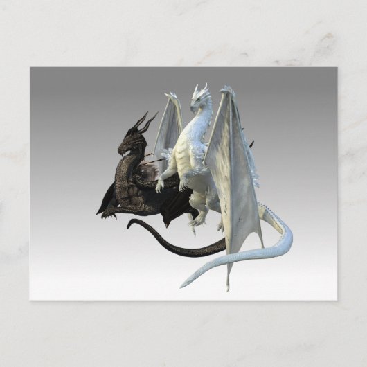 Zwarte en witte dragons Fantasy Briefkaart (Voorkant)