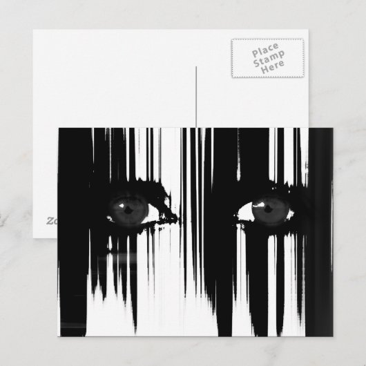 Zwarte en witte dramatische ogen briefkaart (Voorkant / Achterkant)