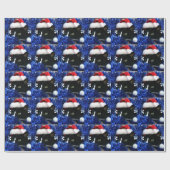 Zwarte en witte driekleppige kat met pet cadeaupapier (Vlak)