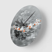 Zwarte en witte drijvende Dahlia Ronde Klok (Hoek)