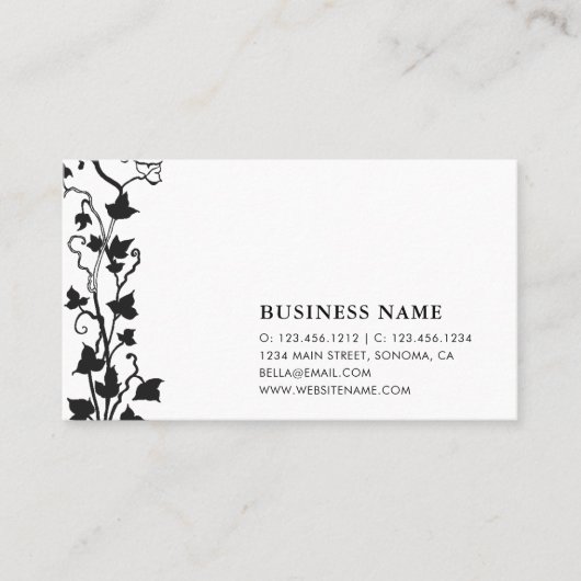 Zwarte en witte druivenstokken visitekaartje (Voorkant)