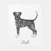 Zwarte en Witte Duitse Boxer Hond & Aangepaste Naa Fleece Deken (Voorkant)