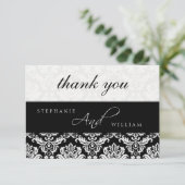 Zwarte en witte dunneddding Weddenschap Hartelijk  Bedankkaart (Staand voorkant)