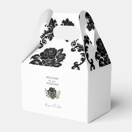Zwarte en witte dunningswedstrijd Welkomstbox Bedankdoosjes (Achterkant)