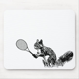 Zwarte en witte eekhoorn met Tennis Racquet Muismat