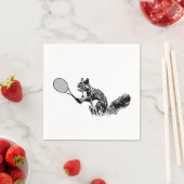 Zwarte en witte eekhoorn met Tennis Racquet Servet (Insitu)