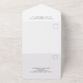 zwarte en witte eenvoudige elegante scriptbruiloft all in one uitnodiging (Buitenkant)
