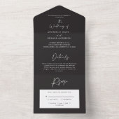 zwarte en witte eenvoudige elegante scriptbruiloft all in one uitnodiging (Binnen)