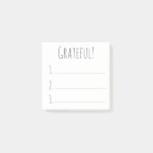 Zwarte en witte eenvoudige Grateful Gratitude-lijs Post-it® Notes (Voorkant)