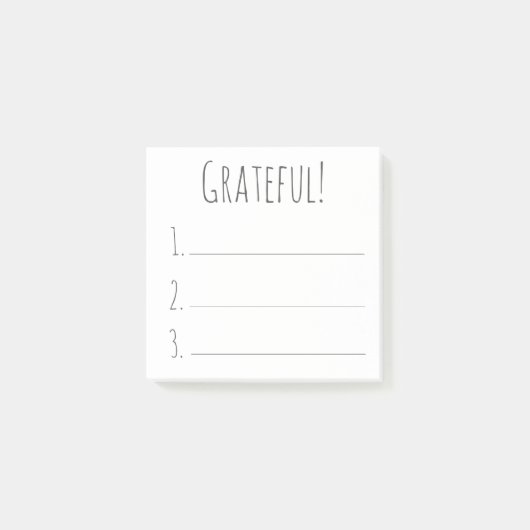 Zwarte en witte eenvoudige Grateful Gratitude-lijs Post-it® Notes (Voorkant)