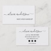 Zwarte en witte eenvoudige haarkloon Makeup Salon Visitekaartje (Voorkant / Achterkant)