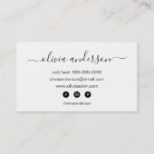 Zwarte en witte eenvoudige haarkloon Makeup Salon Visitekaartje (Achterkant)