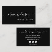 Zwarte en witte eenvoudige haarkloon Makeup Salon Visitekaartje (Voorkant / Achterkant)
