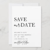 Zwarte en witte eenvoudige kalligrafie bespaart de save the date (Voorkant)