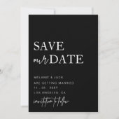 Zwarte en witte eenvoudige kalligrafie bespaart de save the date (Voorkant)