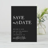 Zwarte en witte eenvoudige kalligrafie bespaart de save the date (Staand voorkant)