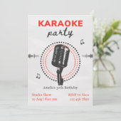 Zwarte en Witte Eenvoudige Karaoke Birthday Party Kaart (Staand voorkant)