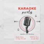 Zwarte en Witte Eenvoudige Karaoke Birthday Party Kaart (Voorkant / Achterkant)