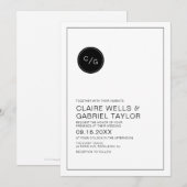 Zwarte en witte, eenvoudige, moderne huwelijksuitn kaart (Voorkant / Achterkant)