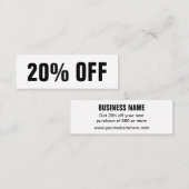 Zwarte en witte, eenvoudige moderne kortingskaart mini visitekaartje (Voorkant / Achterkant)