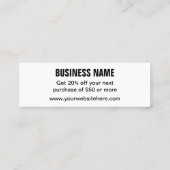 Zwarte en witte, eenvoudige moderne kortingskaart mini visitekaartje (Achterkant)