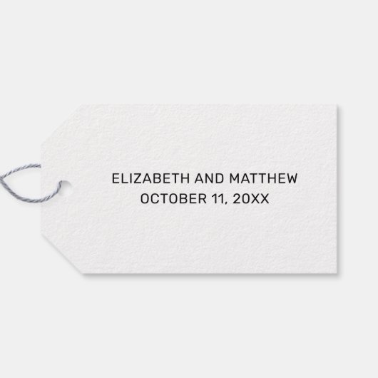 Zwarte en witte eenvoudige script bruiloft bedankt cadeaulabel (Achterkant Horizontaal)