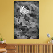 Zwarte en witte eenzame bloem canvas afdruk (Insitu (Woonkamer))