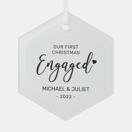 Zwarte en witte eerste kerstfeestjes glas ornament (Voorkant)