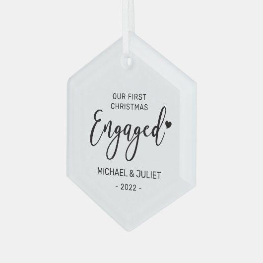 Zwarte en witte eerste kerstfeestjes glas ornament (Voorkant links)