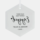 Zwarte en witte eerste kerstfeestjes glas ornament (Achterkant)