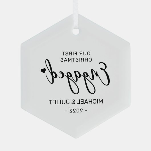 Zwarte en witte eerste kerstfeestjes glas ornament (Achterkant)