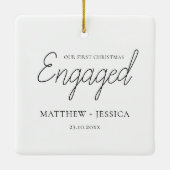 Zwarte en witte eerste kerstfoto keramisch ornament (Achterkant)