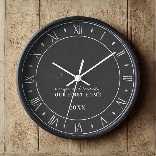 Zwarte en Witte Eerste Thuischrokboard Stijl Ronde Klok