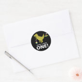 Zwarte en witte eerste verjaardag Dinosaur over de Ronde Sticker (Envelop)