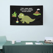 Zwarte en witte eerste verjaardag Dinosaur over de Spandoek (Beurs)