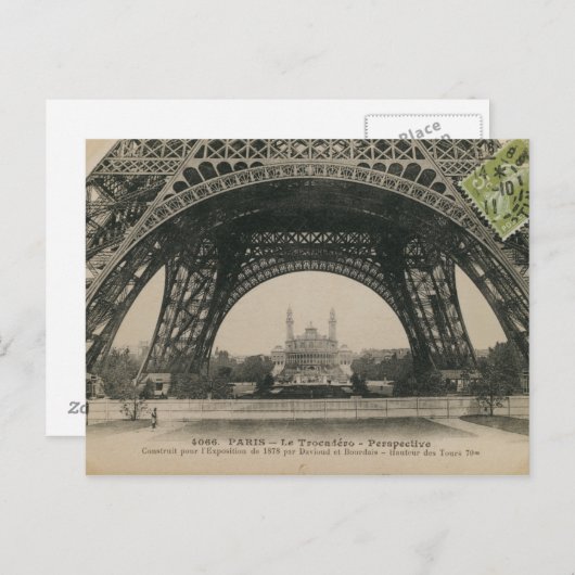 Zwarte en witte Eiffel Tower Base Briefkaart (Voorkant / Achterkant)