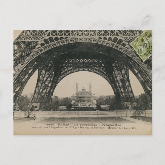 Zwarte en witte Eiffel Tower Base Briefkaart (Voorkant)