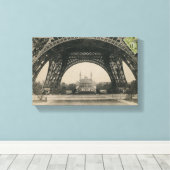 Zwarte en witte Eiffel Tower Base Canvas Afdruk (Insitu (Houten vloer))