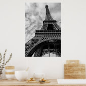 Zwarte en Witte Eiffeltoren Paris Romance City Poster (Keuken)