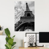 Zwarte en Witte Eiffeltoren Paris Romance City Poster (Thuiskantoor)
