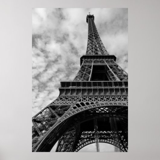 Zwarte en Witte Eiffeltoren Paris Romance City Poster (Voorkant)