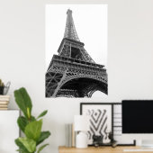 Zwarte en Witte Eiffeltoren Paris Romance City Poster (Thuiskantoor)