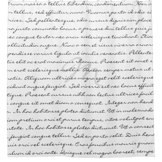 Zwarte en Witte Elegant aangepaste tekst Douchegordijn (Voorkant)