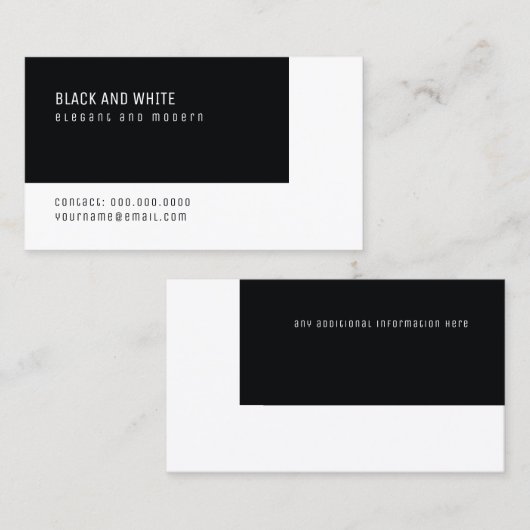 zwarte en witte elegant moderne minimale visitekaartje (Voorkant / Achterkant)