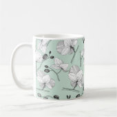 Zwarte en witte elegant orchidee, moderne munt koffiemok (Links)