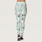 Zwarte en witte elegant orchidee, moderne munt leggings (Achterkant)